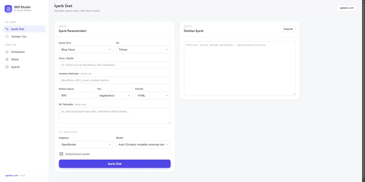 SEO Studio AI: Yapay Zeka Destekli Profesyonel SEO ve İçerik Üretim Platformu